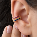 Zircon Gemstone Ear Cuff, Gold or Silver, Single