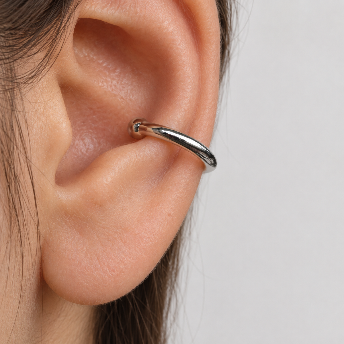 Mini Flat Ear Cuff, Gold or Silver, Single