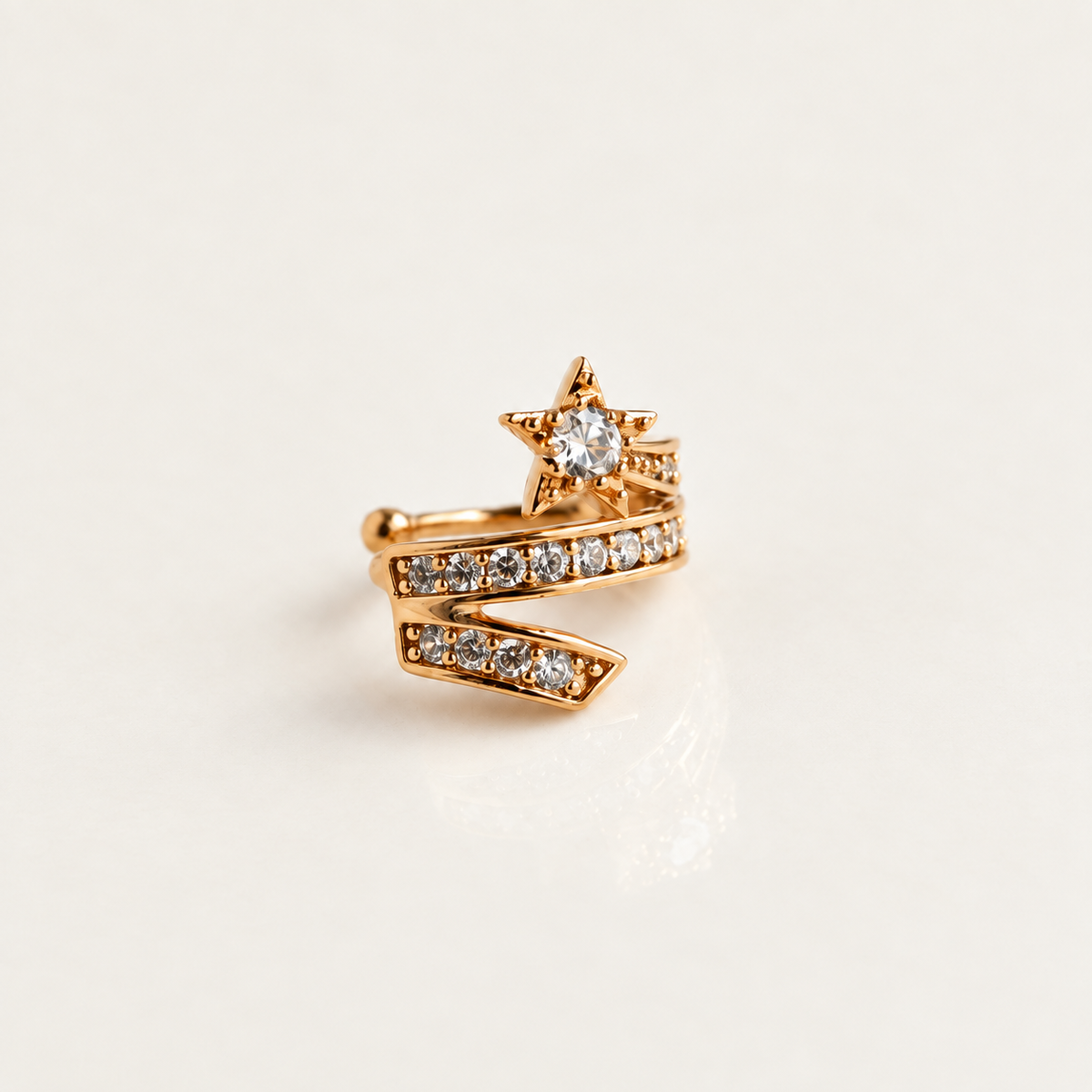 Comet Zircon Ear Cuff, Gold, Single