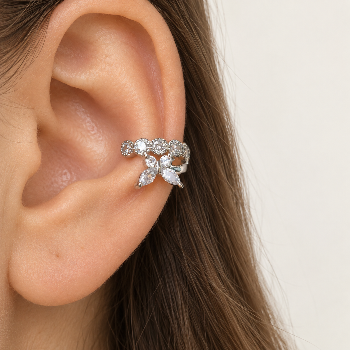 Butterfly Ear Cuff, Gold or Silver, Single