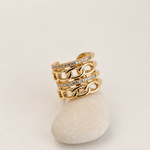 Chain Ear Cuff with Zircon Stones in Gold or Silver, Single - gold ear cuff