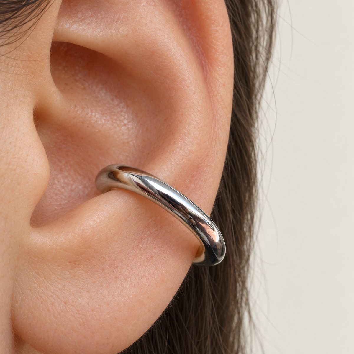 Large Curved Ear Cuff, Gold or Silver, Single