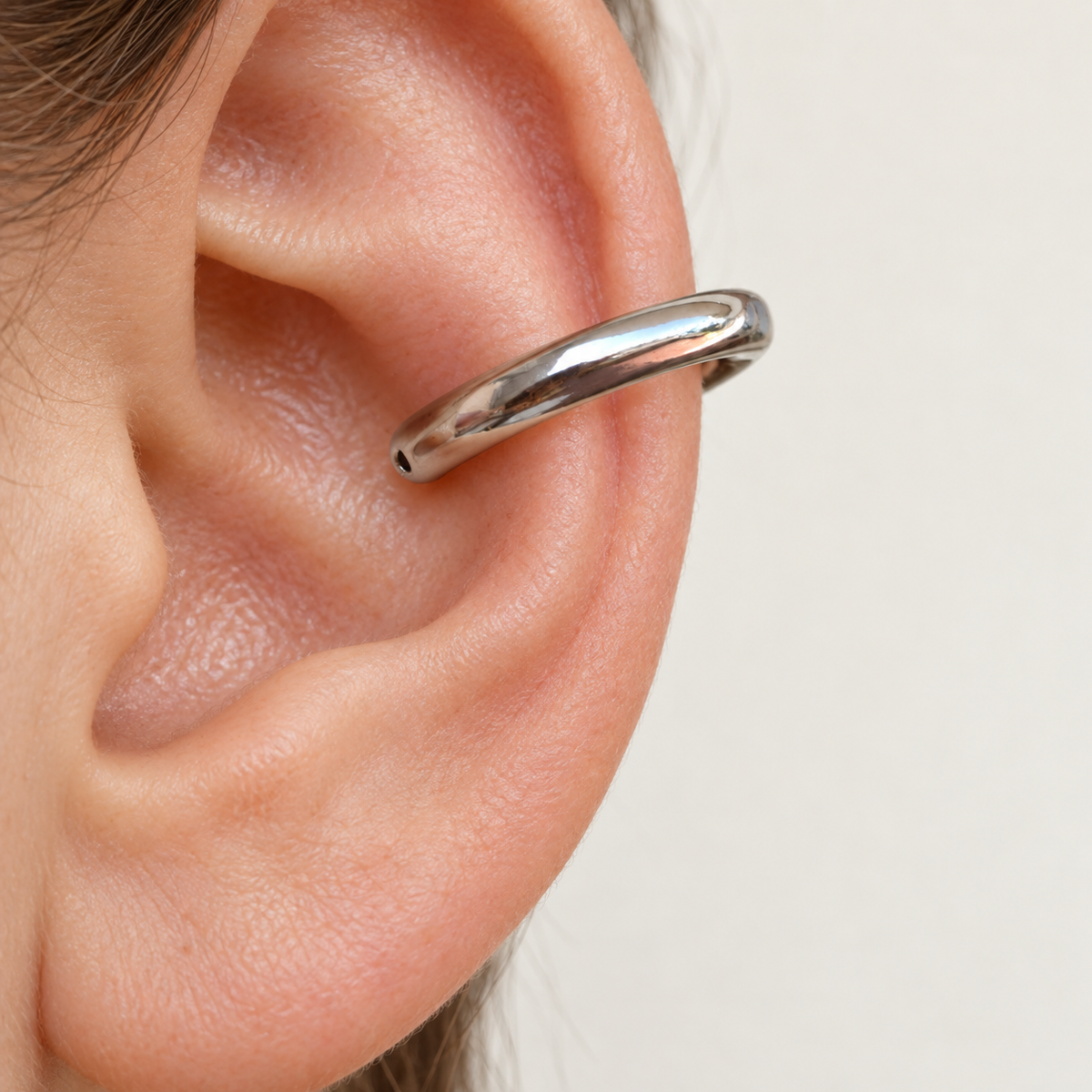 Large Curved Ear Cuff, Gold or Silver, Single