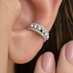 Zircon Ring Ear Cuff in Gold or Silver, No Piercing, Single