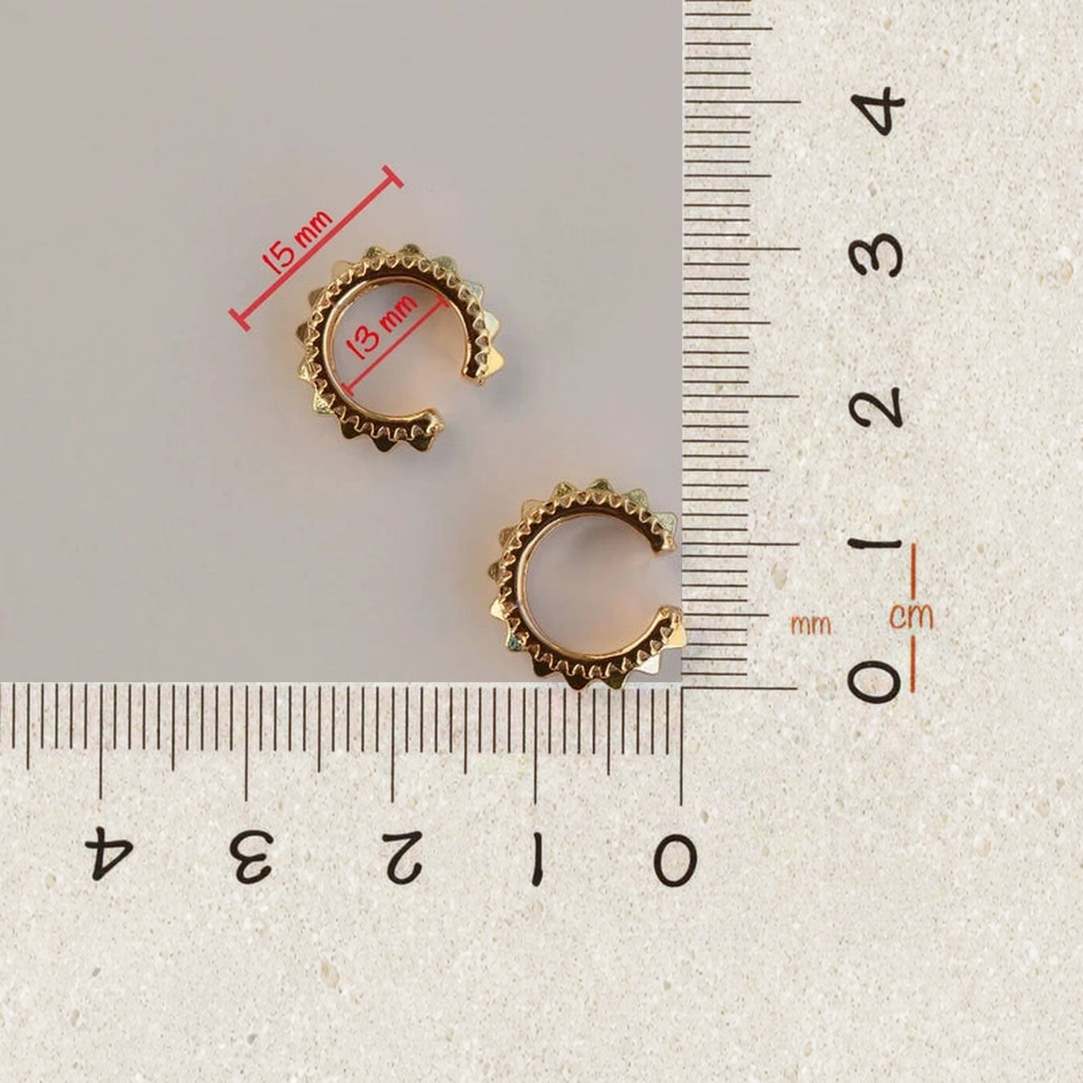 Zircon Ring Ear Cuff in Gold or Silver, No Piercing, Single