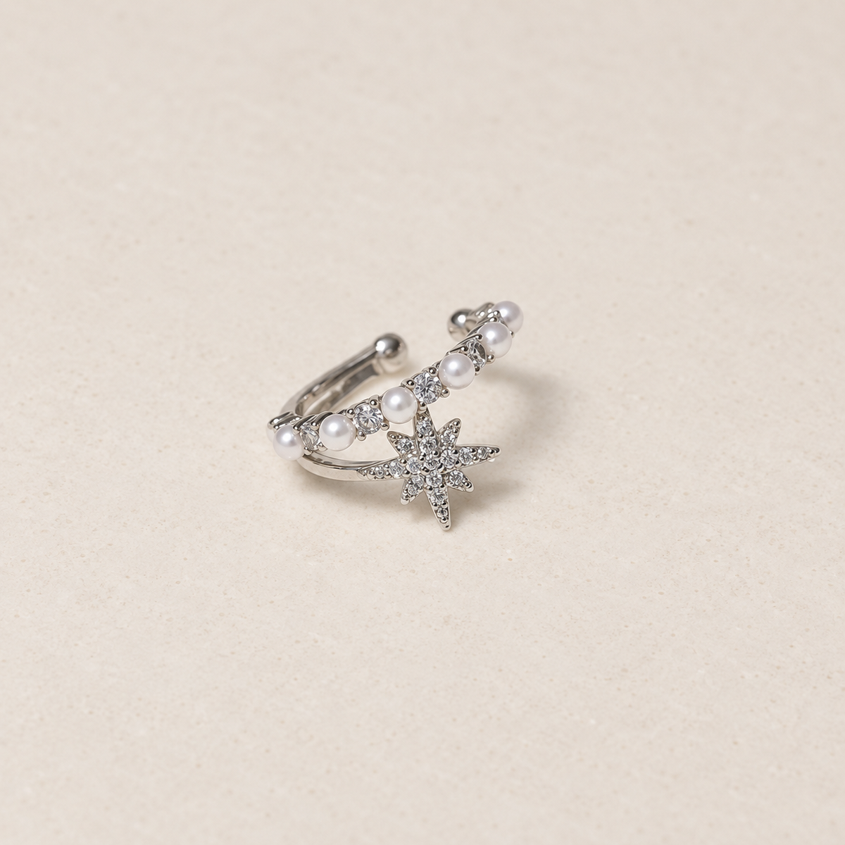 Star Pearl Ear Cuff, Gold, Single
