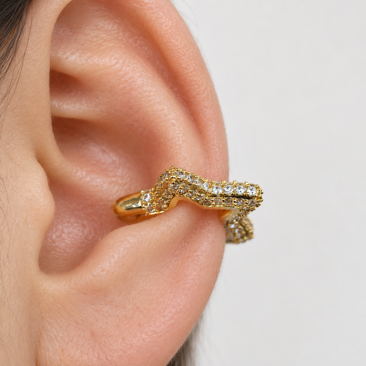 Zircon Star Ear Cuff, Gold, Single
