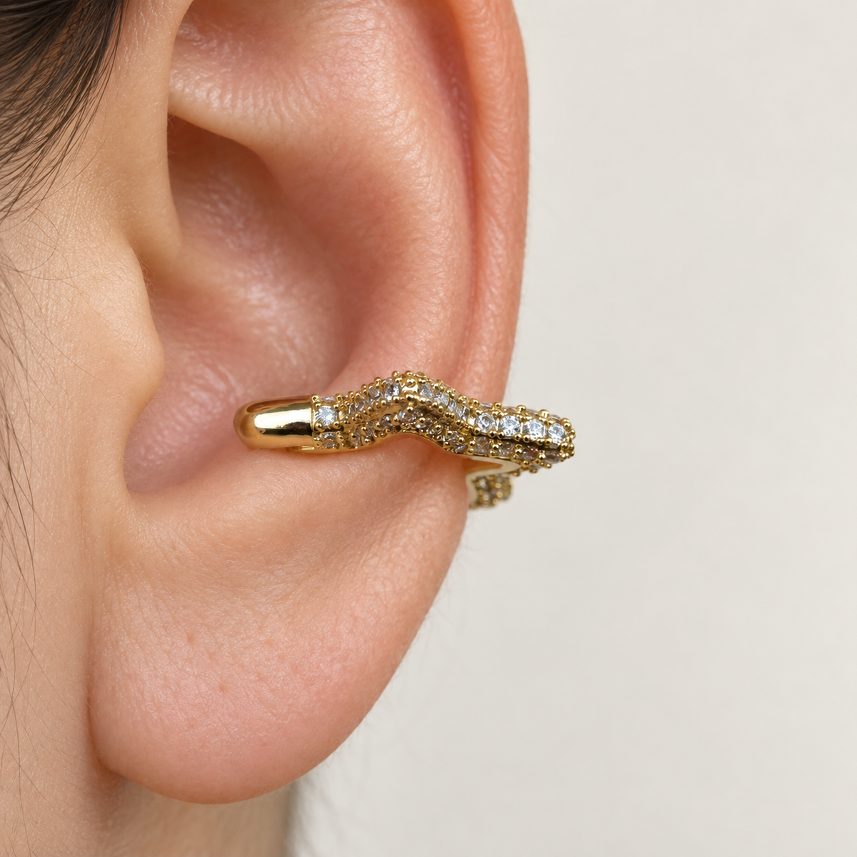 Zircon Star Ear Cuff, Gold, Single