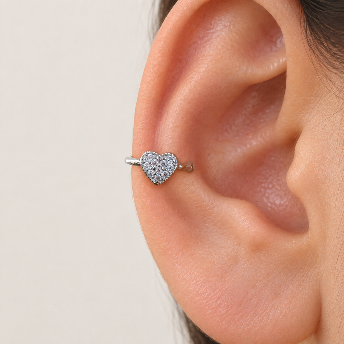 Heart Ear Cuff, Gold, Single