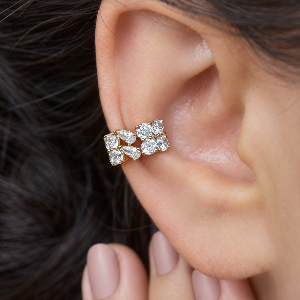 Princess Zircon Ear Cuff, No Piercing, Single