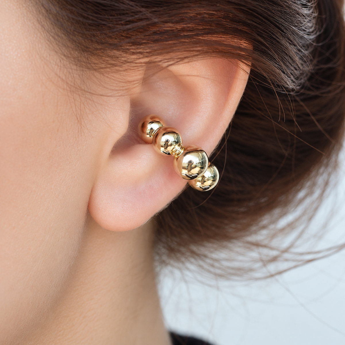 Ball Ear Cuff, Gold or Silver, Single