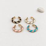 Black, white, pink and blue enamel ear cuff - colour options