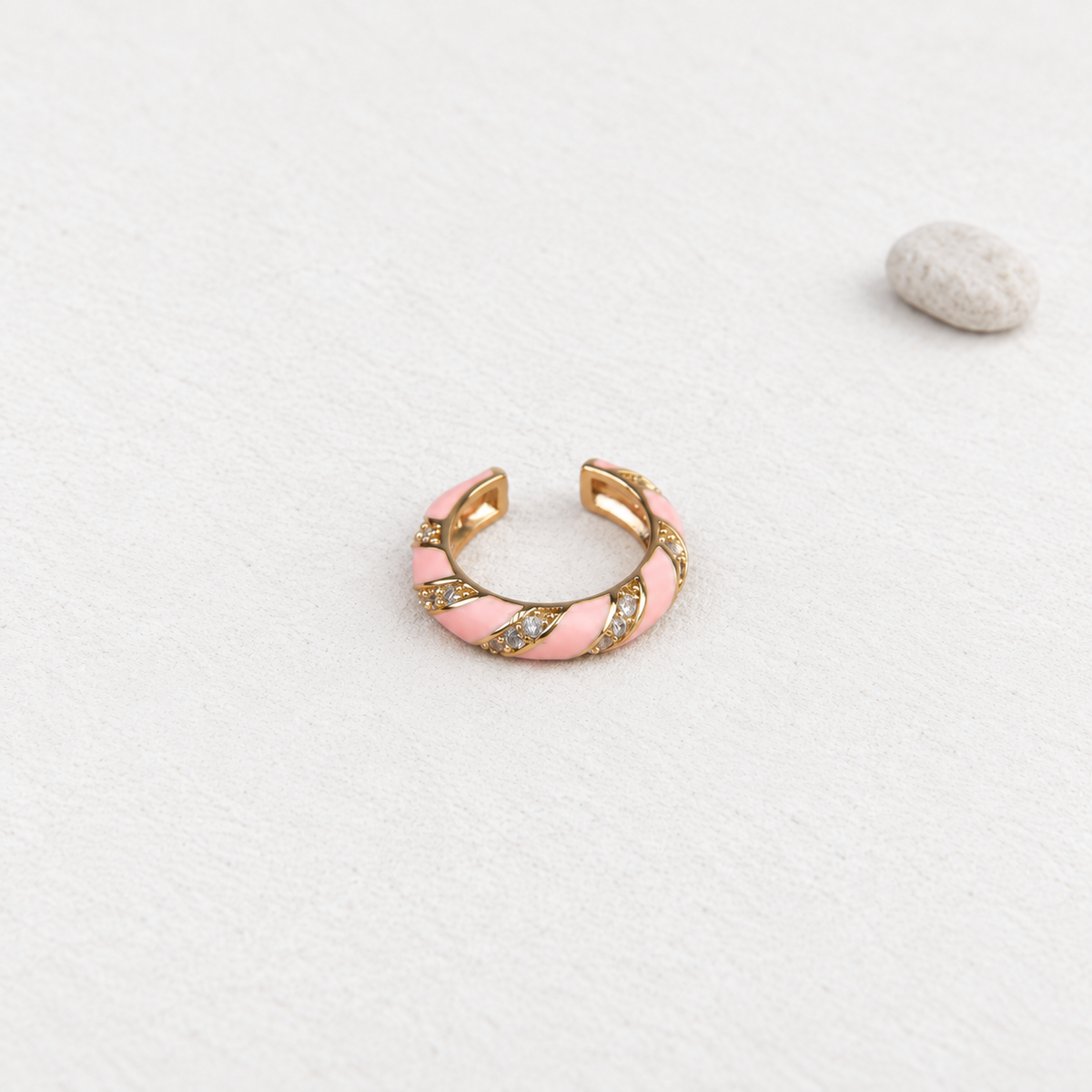 Pink enamel ear cuff - product detail