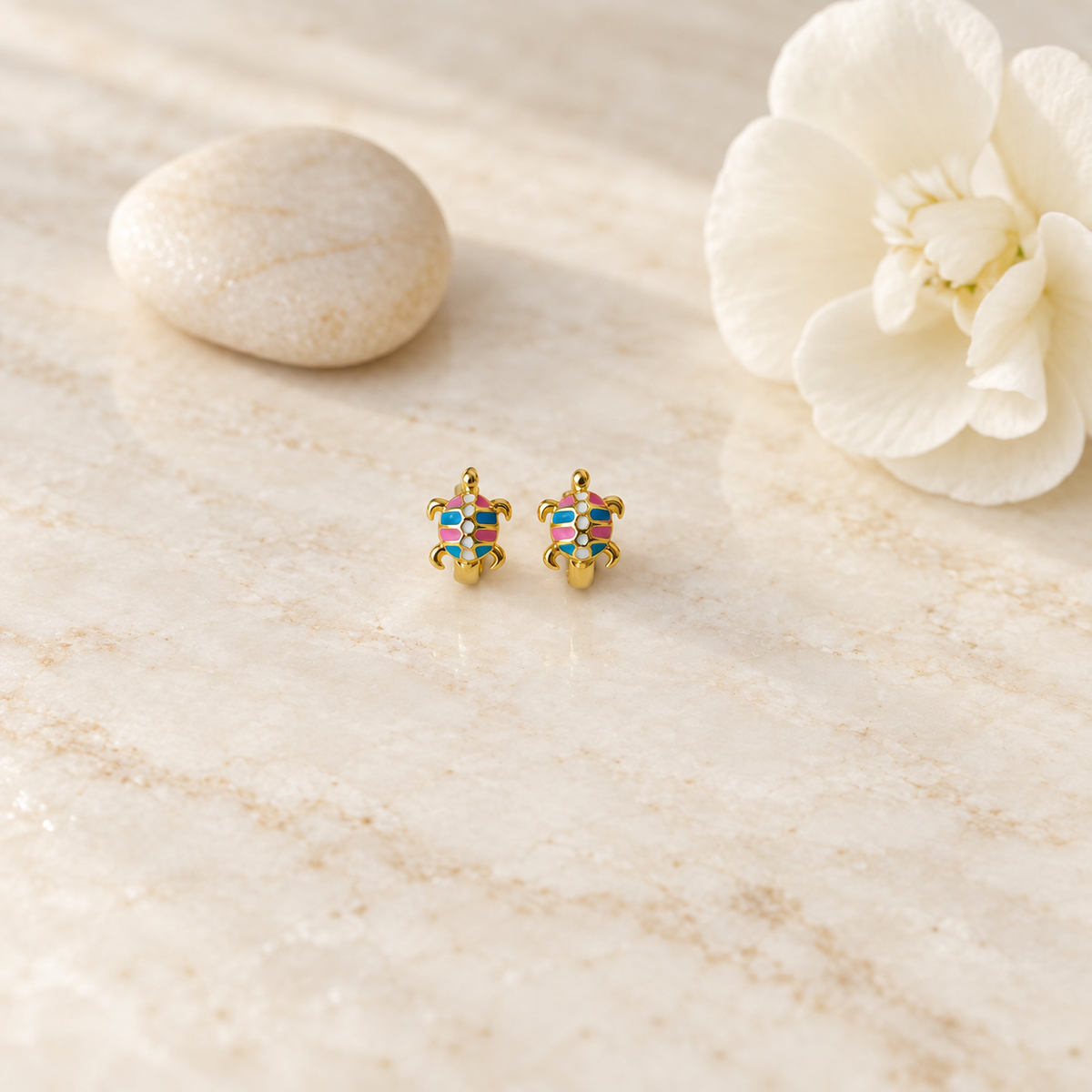 Turtle Children's Hoop Earrings, Pair