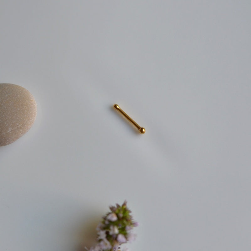 Ball Nose Stud, 20G, 7mm, Gold, Silver or Black, 316L Stainless Steel, Single