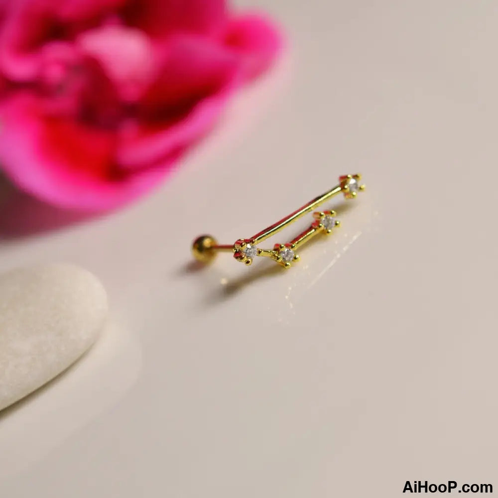 Zodiac Constellation Stud Earring, Gold or Silver, Single