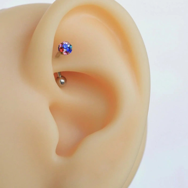 Stone Zircon Ball Cartilage Earring for Helix & Tragus, Single