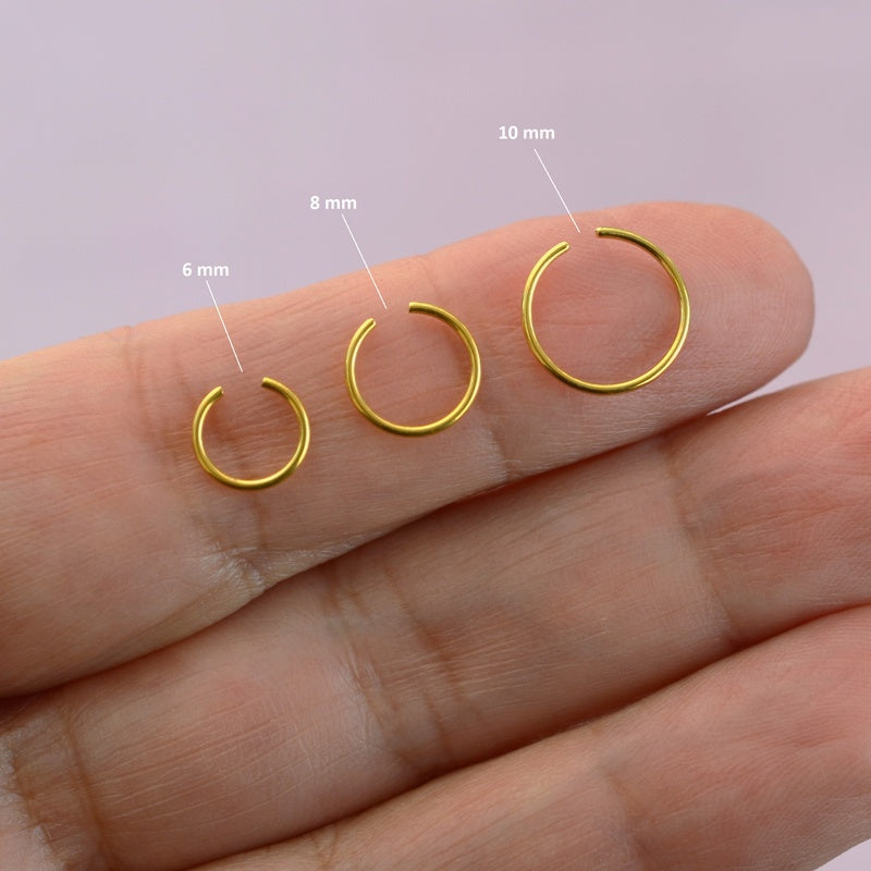 Flat Nose Ring in Black, Gold, Silver or Hologram, Stainless Steel, Single