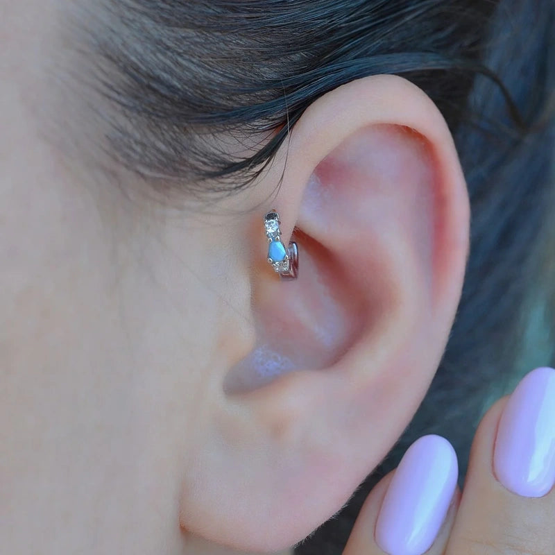 Mini Gold Zircon Cartilage Hoop Earring for Helix & Tragus, Single
