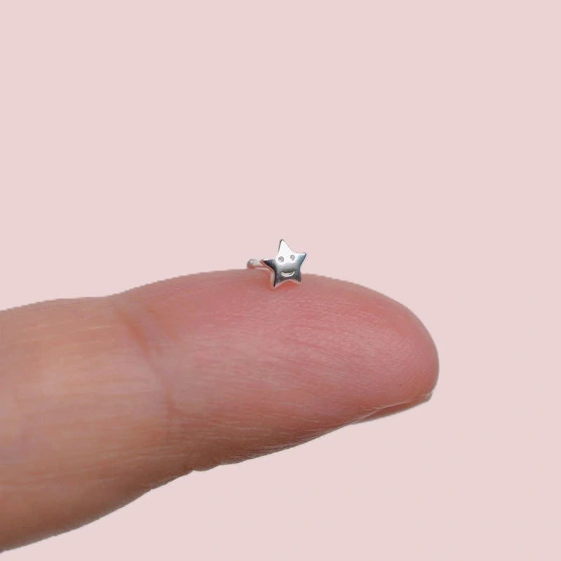 Star Nose Stud, 7mm, Silver, 925 Sterling Silver, Single