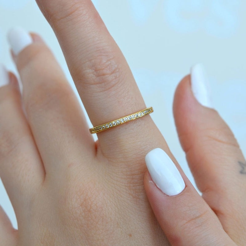 Dainty Zircon Adjustable Ring in Gold or Silver, Zircon Knuckle Ring, Single