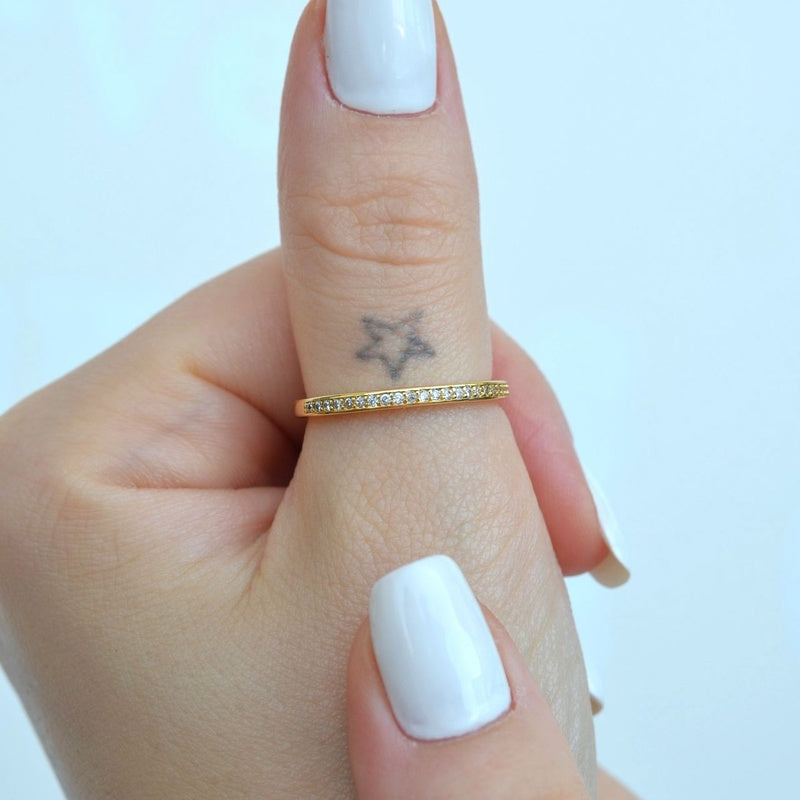 Zircon Adjustable Ring, Gold or Silver, Single