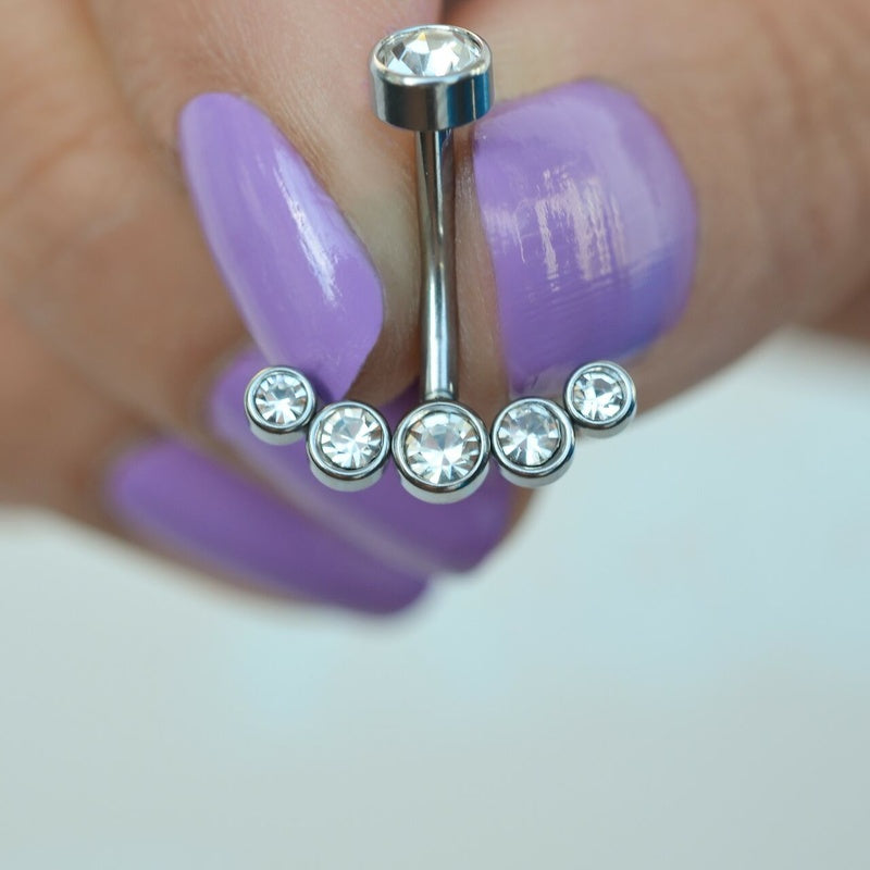 Zircon Solitaire Belly Button Ring in Gold or Silver, Navel Piercing, Single