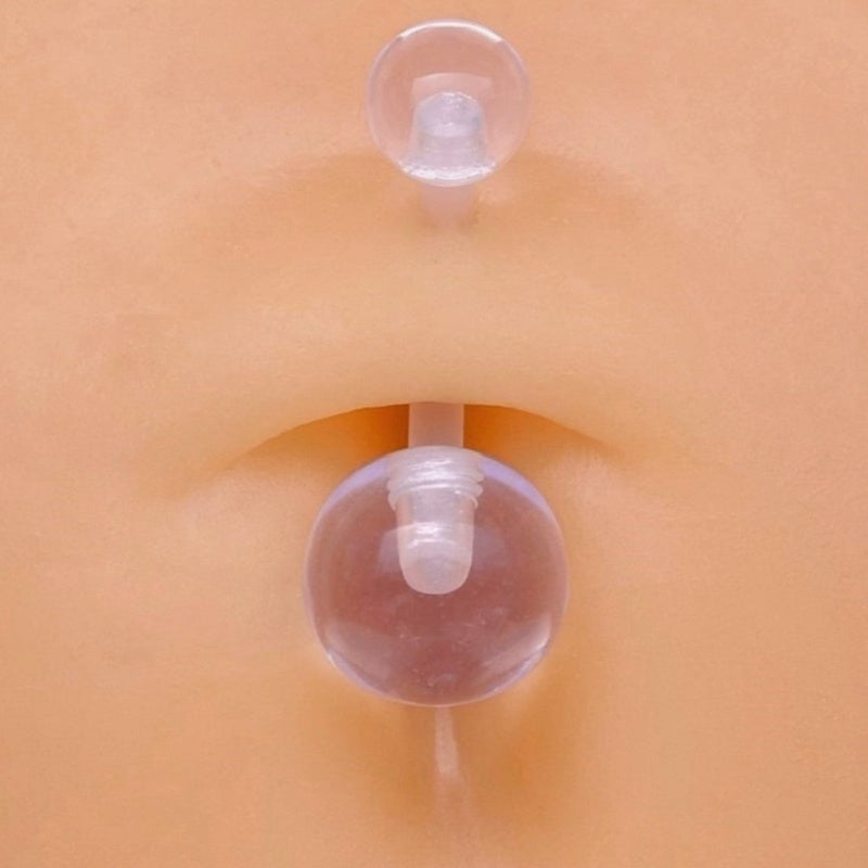 Bioflex Belly Button Retainer, Flexible Clear Navel Bar, Single