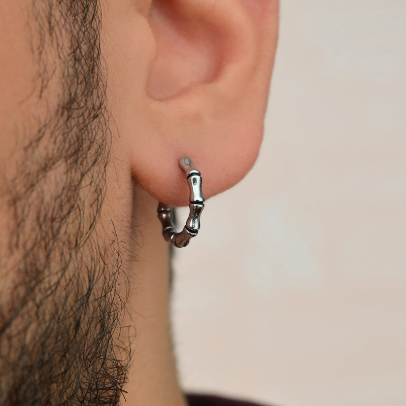 Bone Men's Hoop Earring, Stainless Steel, Single