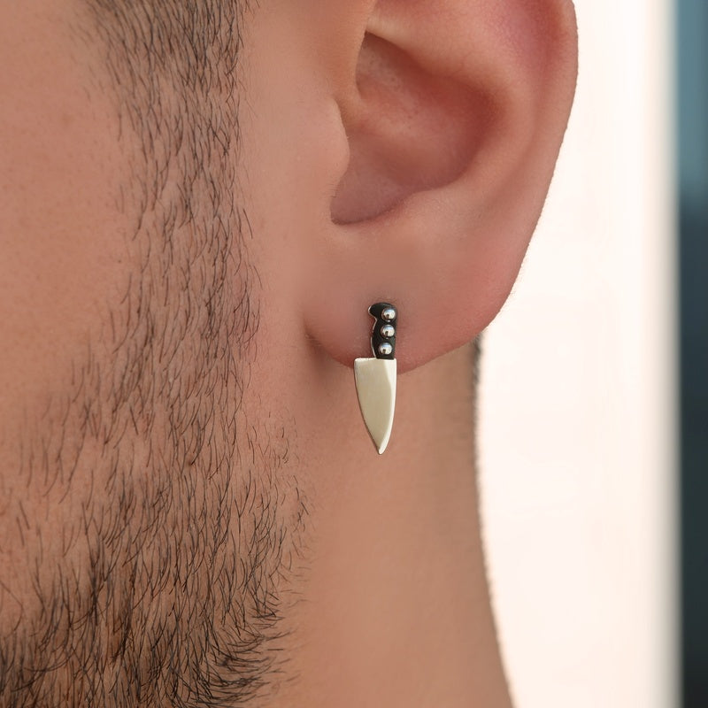 Dangle Men's Huggie Hoop Earring, Stainless Steel, Single