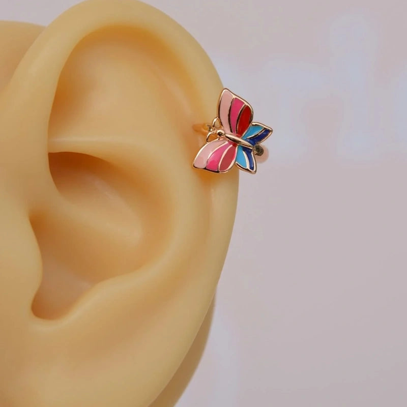 Multi Size Gold Butterfly Cartilage Earring for Helix & Tragus, Single