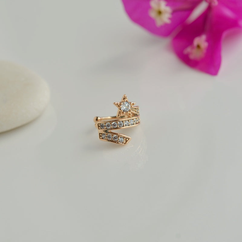 Comet Zircon Ear Cuff, Gold, Single