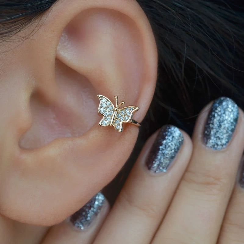Butterfly Ear Cuff, Gold, Single