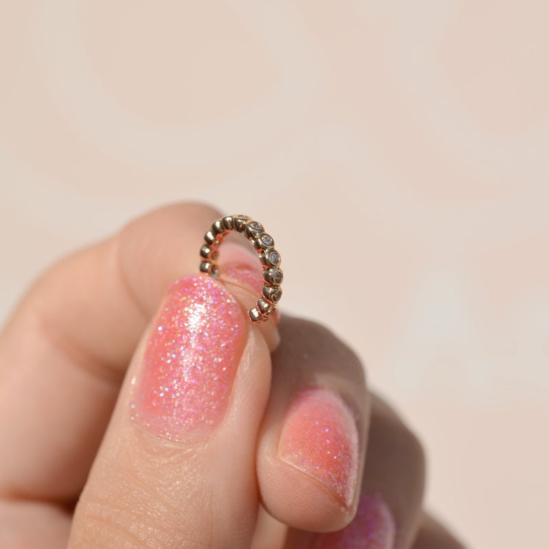 Mini Gold or Silver Zircon Ear Cuff for Cartilage, Single