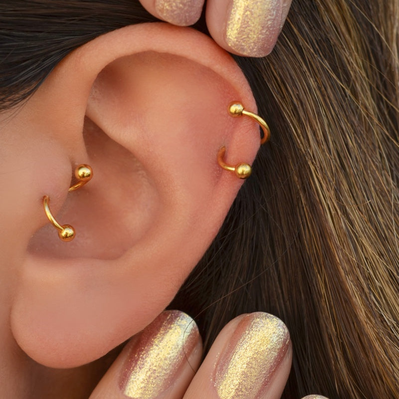 6mm Twisted Cartilage Earring in Multiple Colours for Helix & Tragus, Single