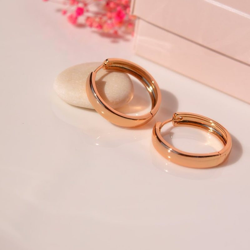 Flat Hoop Earrings, 24mm, Gold, Pair