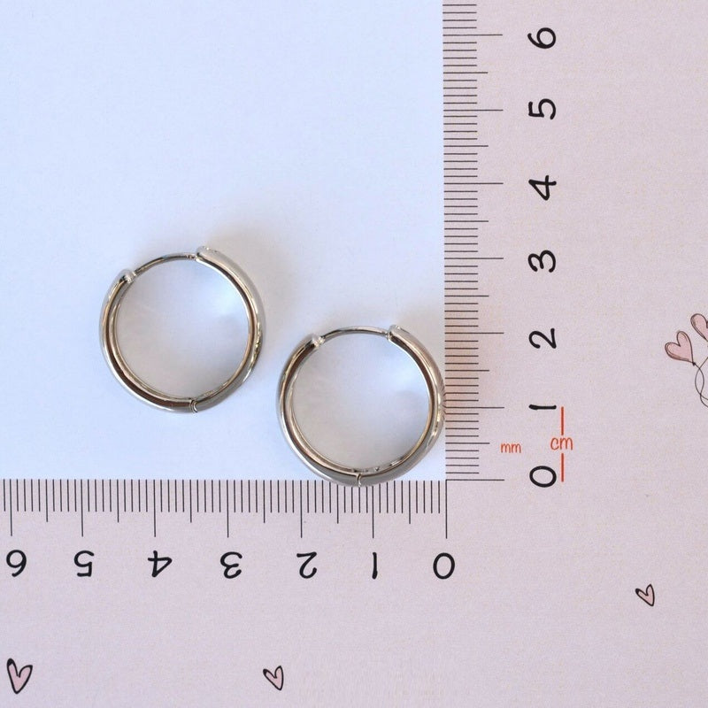 Flat Hoop Earrings, 19mm, Pair