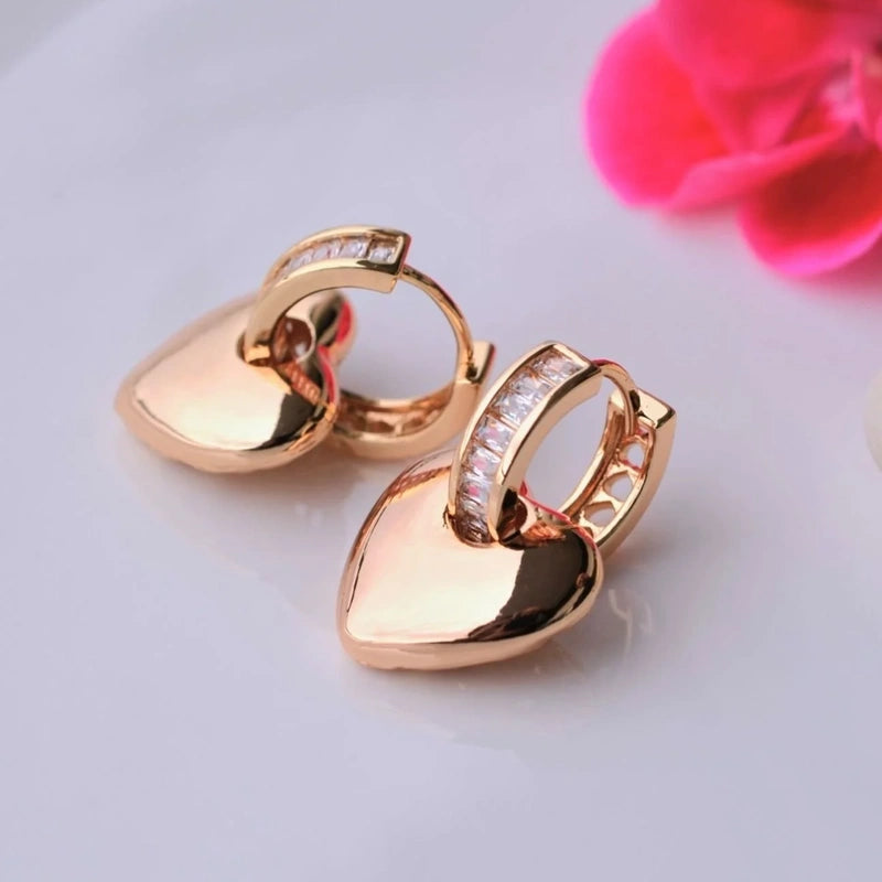 Dainty Gold Heart Huggie Hoop Earrings, Pair