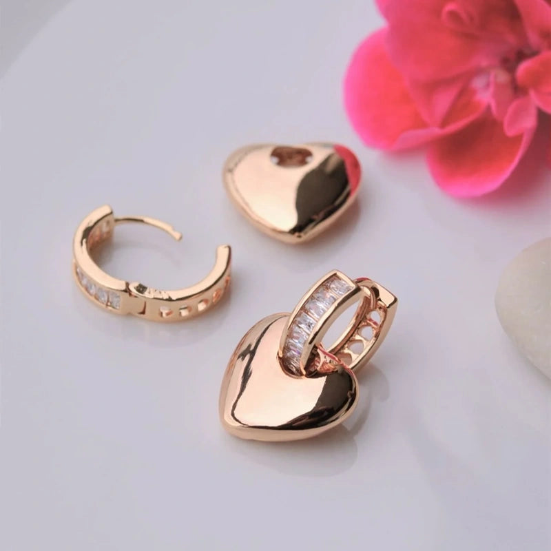 Heart Hoop Earrings, Gold, Pair
