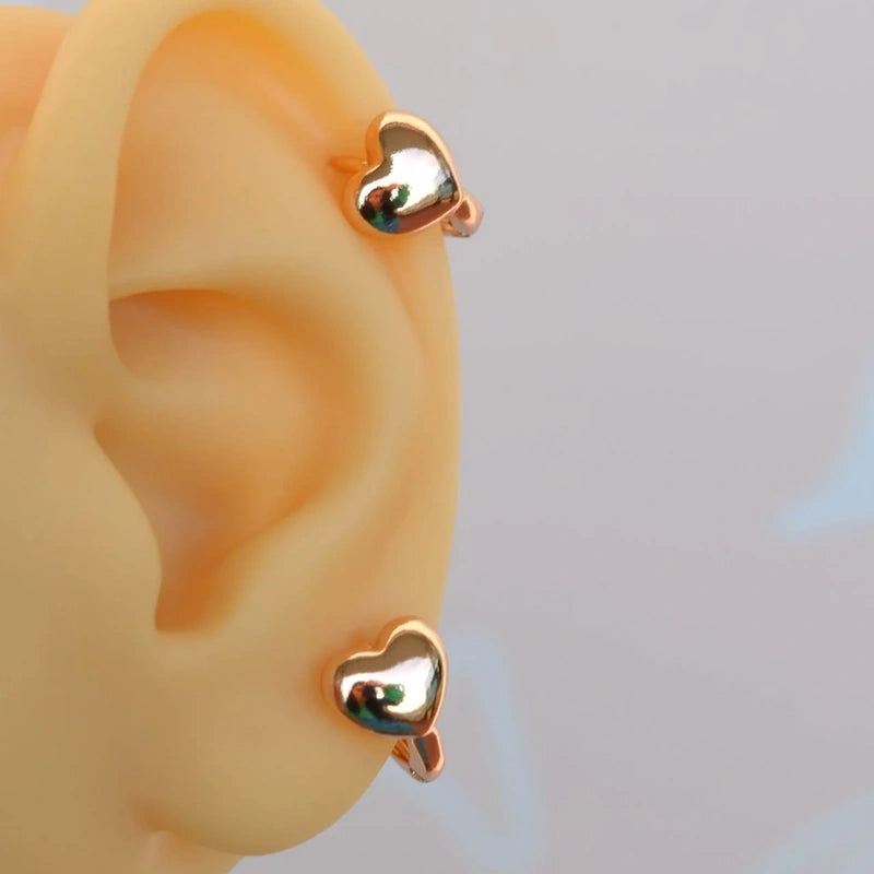 Heart Hoop Earrings, 8mm, Gold, Pair