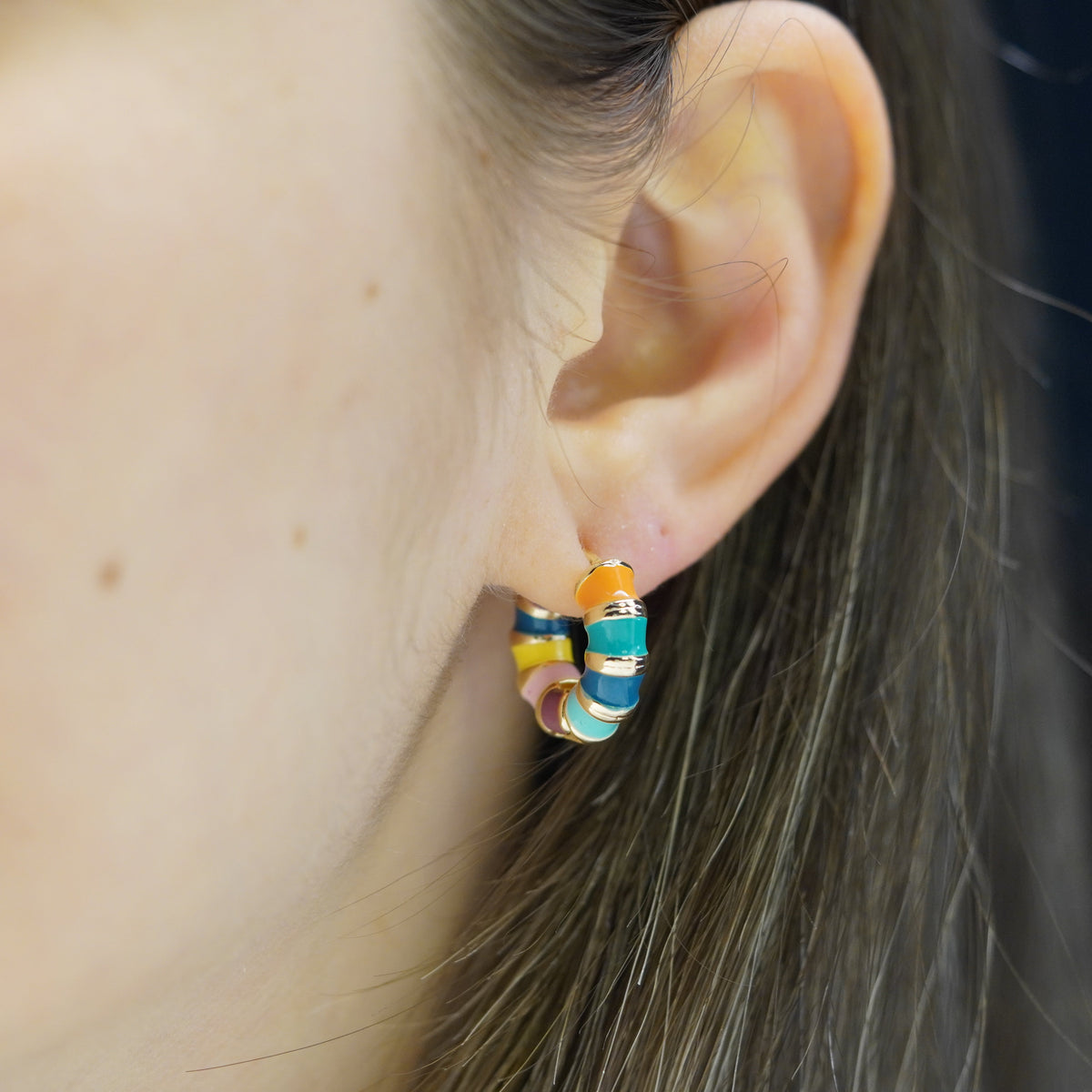 Adjustable Zircon Huggie Hoop Earrings, Pair