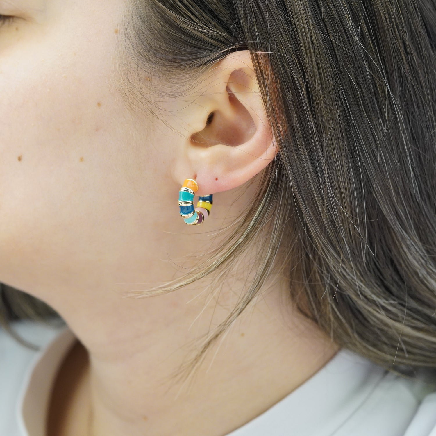 Adjustable Zircon Hoop Earrings, Pair