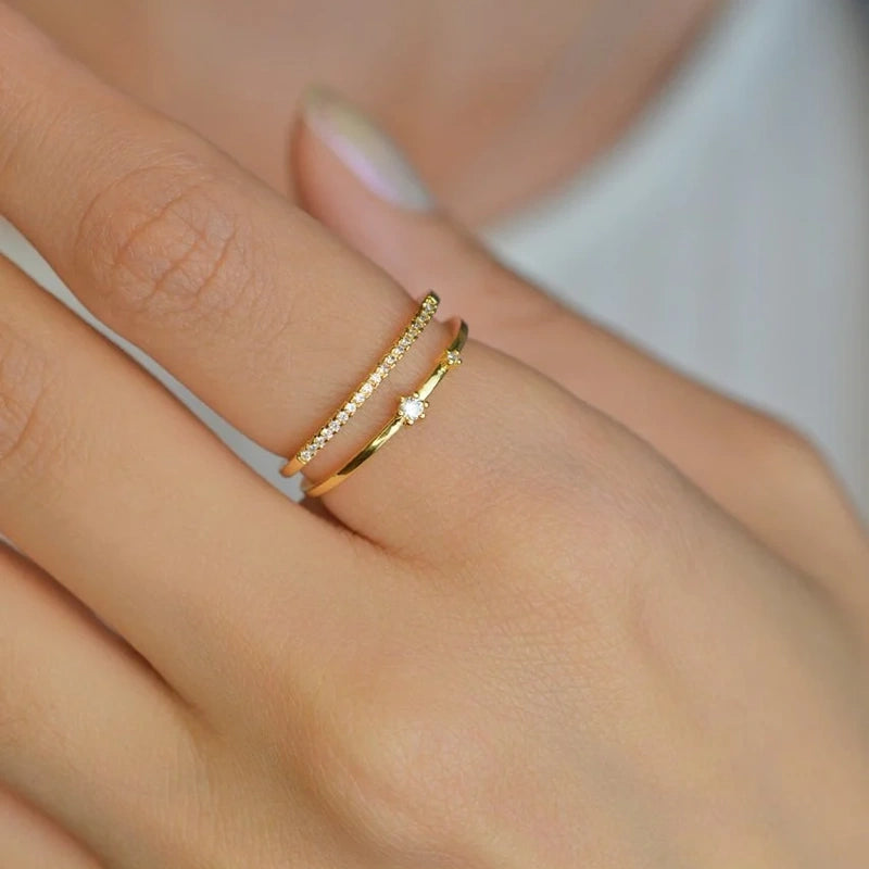 Gold or Silver Zircon Adjustable Ring, Zircon Knuckle Ring, Single