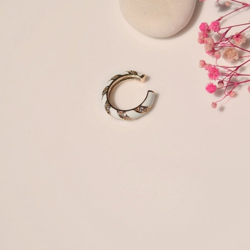 Enamel Ear Cuff, Black, White, Pink or Blue, Single