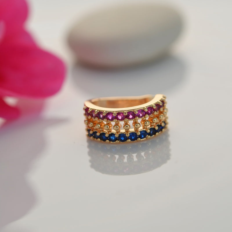 Zircon Gemstone Ear Cuff, Gold or Silver, Single