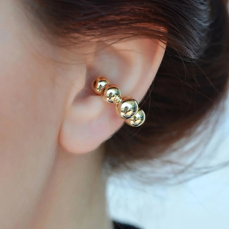 Ball Ear Cuff for Cartilage in Gold or Silver, Single