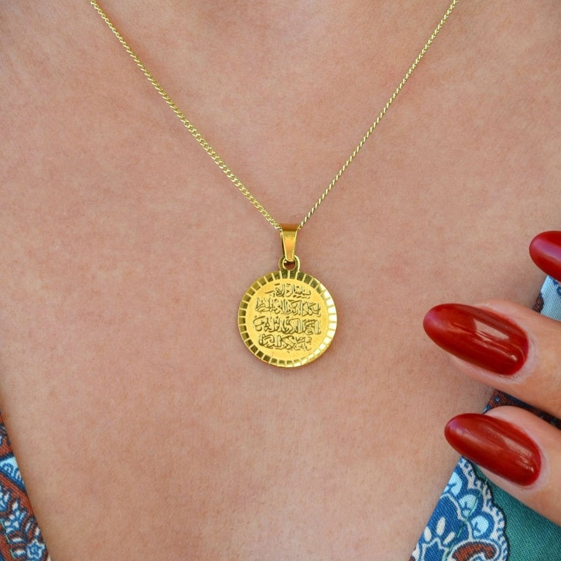 Evil Eye Medallion Necklace, Stainless Steel, Single