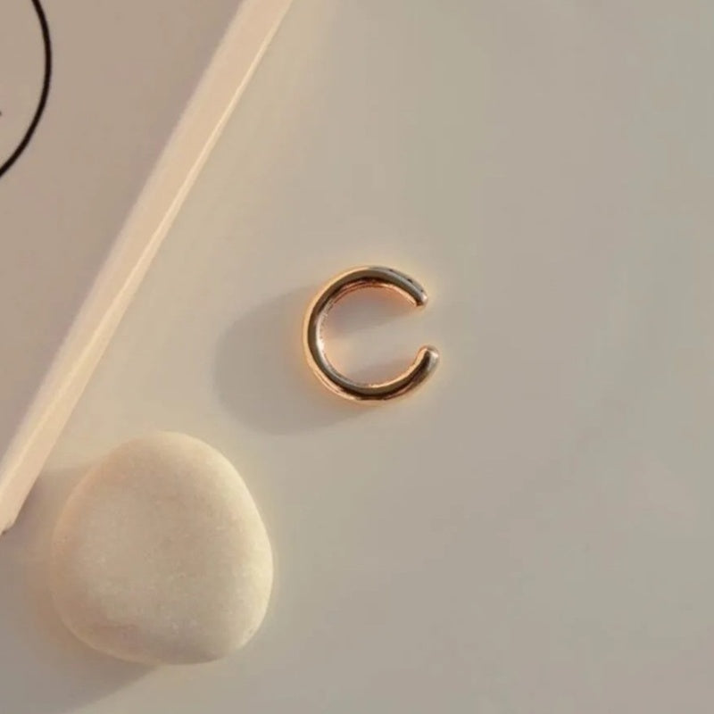 Curved Flat Ear Cuff, Gold or Silver, Single