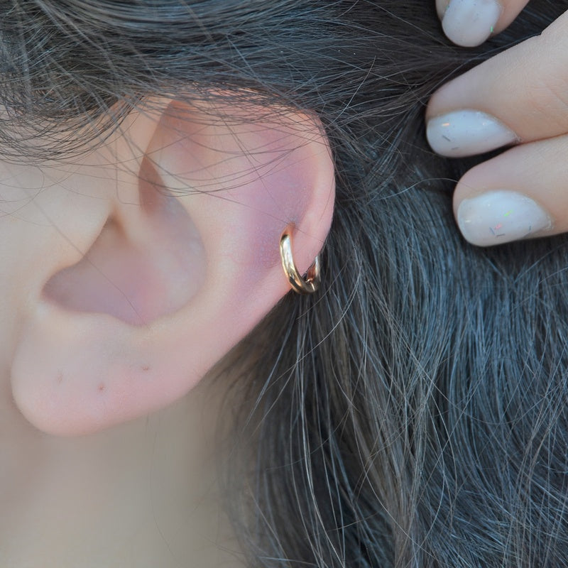 Gold or Silver Flat Cartilage Hoop Earring for Helix & Tragus, Single