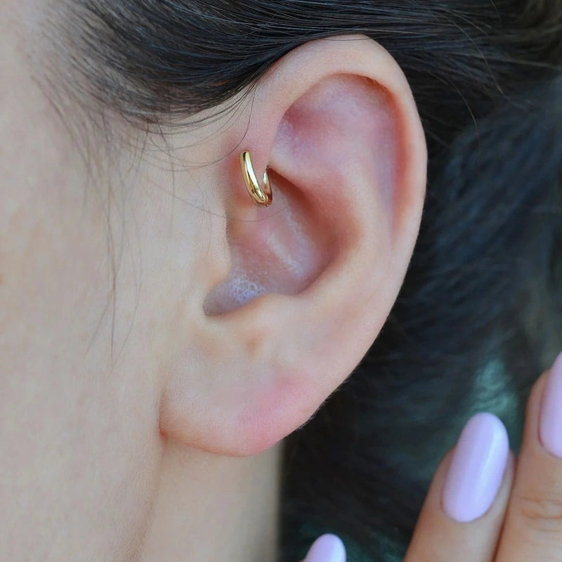 1mm 6mm Gold Cartilage Hoop Earring for Helix & Tragus, Single
